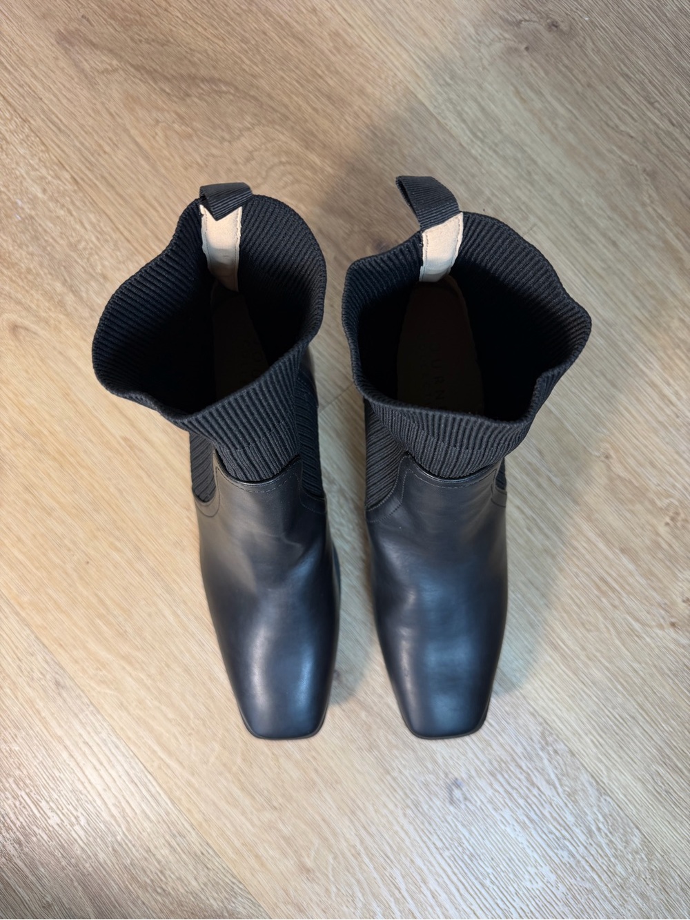 Journee Collection Black Sock Ankle Boots Women size 11 Sleek Block Heel western - Picture 3 of 9